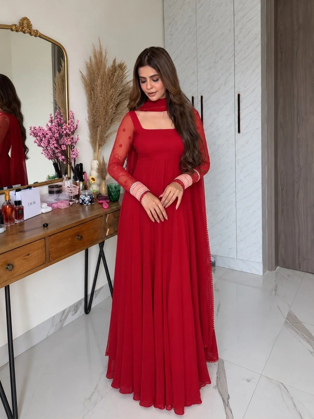 Designer Faux Georgette  Maxi Anarkali Suit